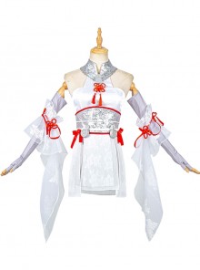 Naraka Bladepoint Tsuchimikado Kurumi Halloween Game Cosplay Costume White Dress Full Set