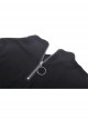 Punk Hollow Out The Sexy Bust Metal Buckle On Chest Drawstring High Neckline Top