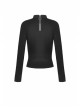 Punk Hollow Out The Sexy Bust Metal Buckle On Chest Drawstring High Neckline Top