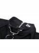 Punk Hollow Out The Sexy Bust Metal Buckle On Chest Drawstring High Neckline Top