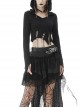 Punk Knitting Irregular Sexy Cross Rope Hoody Show Waist Top