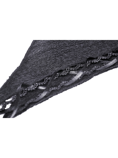 Punk Knitting Irregular Sexy Cross Rope Hoody Show Waist Top
