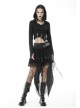 Punk Knitting Irregular Sexy Cross Rope Hoody Show Waist Top
