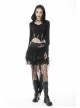 Punk Knitting Irregular Sexy Cross Rope Hoody Show Waist Top