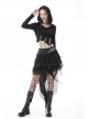Punk Knitting Irregular Sexy Cross Rope Hoody Show Waist Top