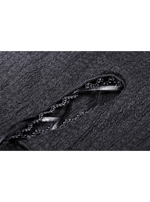 Punk Knitting Irregular Sexy Cross Rope Hoody Show Waist Top
