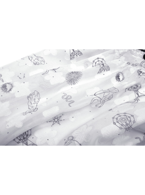 Punk Cute Pattern Print Decoration Lace Pleated Cuffs Daily White Blouse