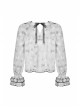 Punk Cute Pattern Print Decoration Lace Pleated Cuffs Daily White Blouse