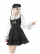 Punk Cute Pattern Print Decoration Lace Pleated Cuffs Daily White Blouse