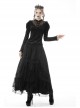 Gothic Retro Button Embroidery Pattern Print Embossing Lace Collar Blouse