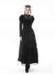 Gothic Retro Button Embroidery Pattern Print Embossing Lace Collar Blouse