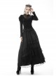 Gothic Retro Button Embroidery Pattern Print Embossing Lace Collar Blouse