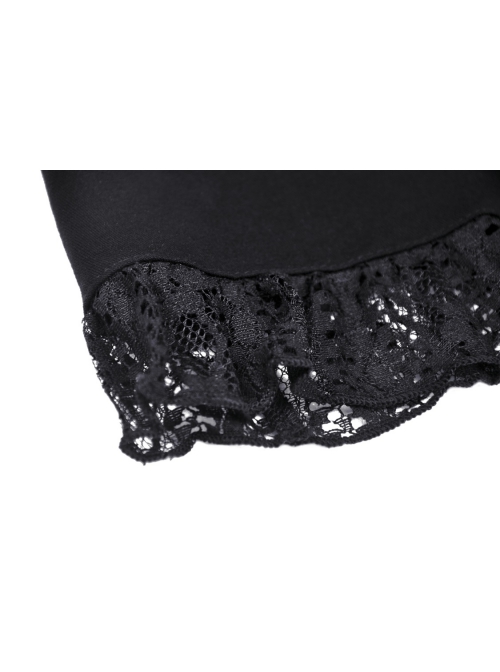 Gothic Sexy Lace Hollow Out Shoulder Drawstring At Waist Long Sleeves Top