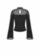 Gothic Sexy Lace Hollow Out Shoulder Drawstring At Waist Long Sleeves Top