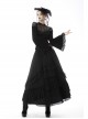 Gothic Sexy Lace Hollow Out Shoulder Drawstring At Waist Long Sleeves Top