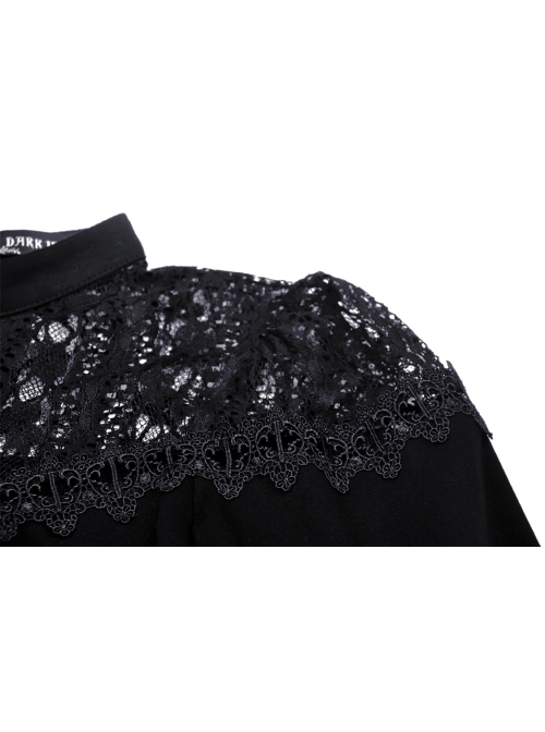 Gothic Sexy Lace Hollow Out Shoulder Drawstring At Waist Long Sleeves Top