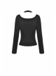 Punk Sexy Cross-Tie Rope Design Metal Grommet Straps Long Sleeve T-Shirt