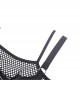Punk Fake Two-Piece Sexy Tie Rope Design Net Knit Off The Shoulder T-Shirt