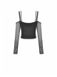 Punk Fake Two-Piece Sexy Tie Rope Design Net Knit Off The Shoulder T-Shirt
