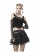 Punk Fake Two-Piece Sexy Tie Rope Design Net Knit Off The Shoulder T-Shirt