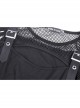 Rebel Girl Sexy Net Off-The-Shoulder Leather Buckle  Metal Buttonhole Decoration Hollow Out T-Shirt