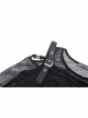 Rebel Girl Sexy Net Off-The-Shoulder Leather Buckle  Metal Buttonhole Decoration Hollow Out T-Shirt