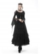 Gothic Frilly Off-The-Shoulder Design With Lace Trim Tasseled Cuff Button Decoration Blouse