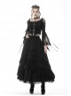 Gothic Frilly Off-The-Shoulder Design With Lace Trim Tasseled Cuff Button Decoration Blouse