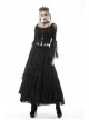 Gothic Frilly Off-The-Shoulder Design With Lace Trim Tasseled Cuff Button Decoration Blouse