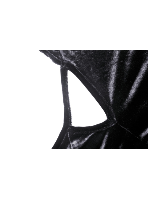 Black Punk Pointed Ears At The Hem Zipper Hoodie Long Sleeve Top