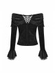 Gothic Lace Embroidered Print Pattern Decoration Embossing Off The Shoulder Blouse