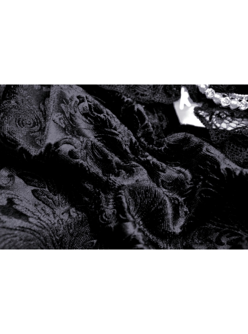 Gothic Lace Embroidered Print Pattern Decoration Embossing Off The Shoulder Blouse