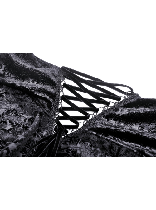 Gothic Lace Embroidered Print Pattern Decoration Embossing Off The Shoulder Blouse
