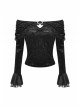 Gothic Lace Embroidered Print Pattern Decoration Embossing Off The Shoulder Blouse