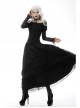 Gothic Lace Embroidered Embossed Print Puff Sleeves Lace Pleated Design Top