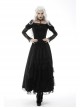 Gothic Lace Embroidered Embossed Print Puff Sleeves Lace Pleated Design Top