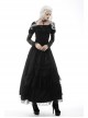 Gothic Lace Embroidered Embossed Print Puff Sleeves Lace Pleated Design Top