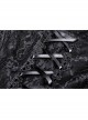 Gothic Embroidered Lace Trim Mesh Large Neckline And Cuffs Cross-Tie Rope Design Top
