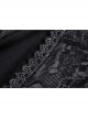 Gothic Embroidered Lace Trim Mesh Large Neckline And Cuffs Cross-Tie Rope Design Top