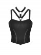 Punk Metal Buckle With Drawstring Trim Tight Halter Blouse