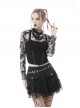 Punk Metal Buckle With Drawstring Trim Tight Halter Blouse