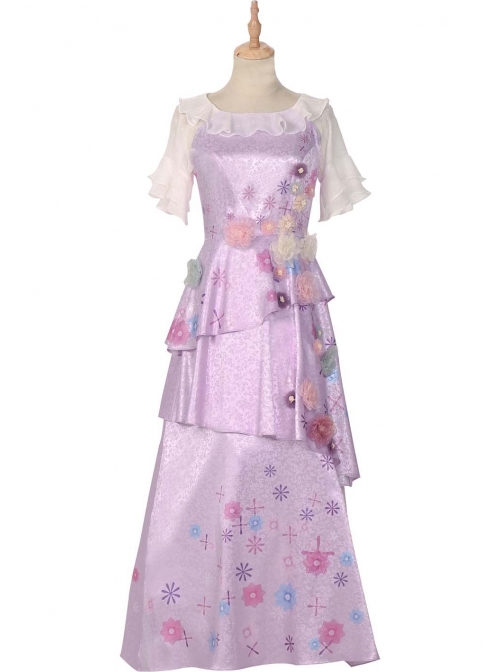 Anime Movie Encanto Isabela Halloween Cosplay Costume Long Purple Princess Dress