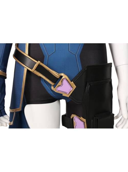 Game Valorant Duelist Reyna Halloween Cosplay Accessories Black Thigh Guard And Blue Calf Guards