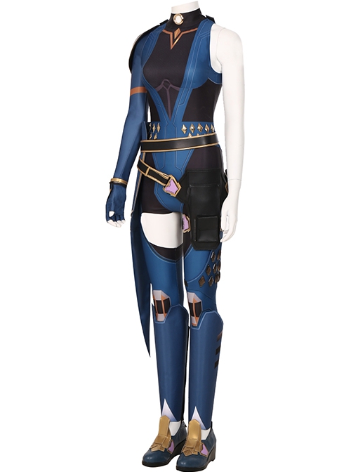 Game Valorant Duelist Reyna Halloween Cosplay Accessories Black Thigh Guard And Blue Calf Guards