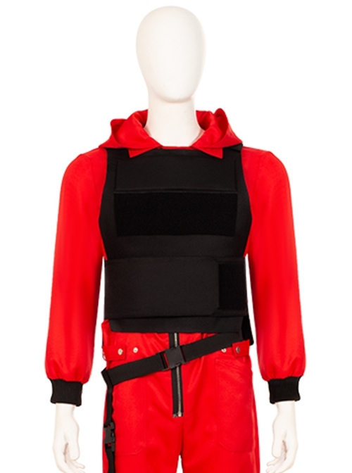La Casa De Papel Season 5 Same Red Uniform Suit Halloween Cosplay Costume Black Vest
