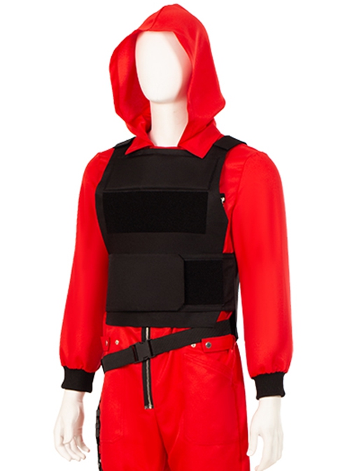 La Casa De Papel Season 5 Same Red Uniform Suit Halloween Cosplay Costume Black Vest