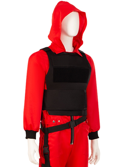 La Casa De Papel Season 5 Same Red Uniform Suit Halloween Cosplay Costume Black Vest