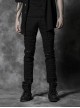 Gothic Men'S Distressed Metal Rivet Decoration Black Leggings