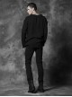 Gothic Men'S Distressed Metal Rivet Decoration Black Leggings