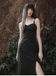 Stretch Fleece Knitted Asymmetrical Shoulder Strap Decorative Metal Ornaments Suspender Waist Dress